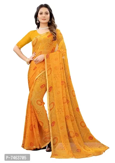 Stylish Fancy Beautiful Chiffon Print Saree With Blouse For Women