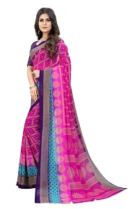 Elegant Georgette Rani Pink Bandhani Saree With Blouse Piece For Women-thumb2