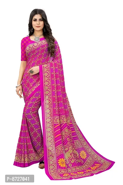 Buy online Pink Bandhani Saree In Georgette With Kundan Work from ethnic  wear for Women by Saboo for ₹6485 at 0% off | 2024 Limeroad.com