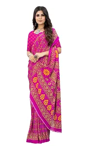 Elegant Georgette Rani Pink Bandhani Saree With Blouse Piece For Women-thumb1