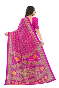 Elegant Georgette Rani Pink Bandhani Saree With Blouse Piece For Women-thumb3