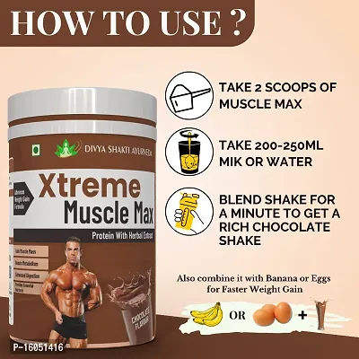 Xterme Muscle Max: Ayurvedic Formula for Weight Gain and Body Growth | Whey Protein | Body Growth Supplement | Muscle Gainer | ChocolateFlavour-thumb3