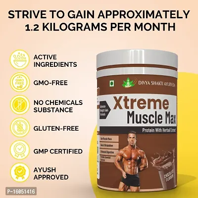 Xterme Muscle Max: Ayurvedic Formula for Weight Gain and Body Growth | Whey Protein | Body Growth Supplement | Muscle Gainer | ChocolateFlavour-thumb4