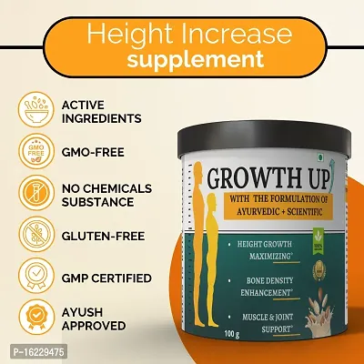 Growth UP - Ayurvedic Height Increase Supplement | Natural Height Growth  Bone Density Enhancer | Height Increase Medicine ( Pista Flavour )-thumb4