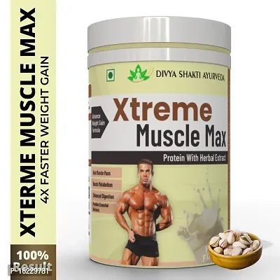 Xterme Muscle Max: Ayurvedic Formula for Weight Gain and Body Growth | Whey Protein | Body Growth Supplement | Muscle Gainer | Pista Flavour