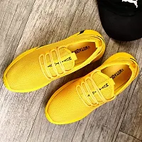 MUTAQINOTI Yellow Mens Running Walking Sports Gym Shoes Size 6 UK-thumb1