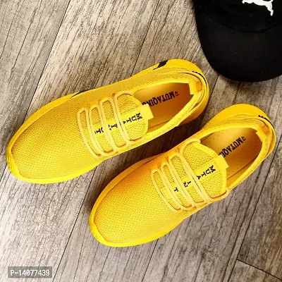 MUTAQINOTI Yellow Mens Running Walking Sports Gym Shoes Size 6 UK-thumb2