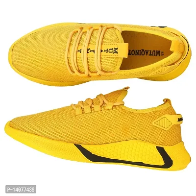 MUTAQINOTI Yellow Mens Running Walking Sports Gym Shoes Size 6 UK-thumb4