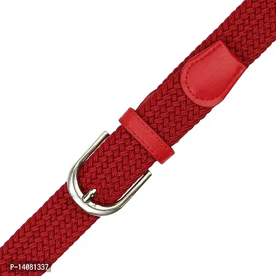 Falari Canvas Braided Stretch Belt with Silver Buckle