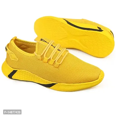 MUTAQINOTI Yellow Mens Running Walking Sports Gym Shoes Size 6 UK-thumb5
