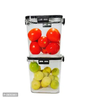 Solomon? Time keeping container on Top Lid Breathable Valve Sealed container, Airtight Food Container, Plastic Grocery Container - (Black 2100ml Pack Of 2)