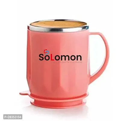 Solomon ? Premium Quality Stylo Leakproof Tea-Coffee Cup Plastic, Stainless Steel Coffee Mug (350 ml)-thumb0