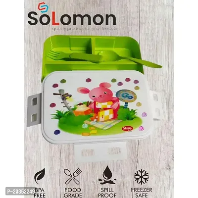 Solomon ? Leak-Proof 800 ml Cartoon Plastic Lunch Box, for Adults School Kids 1 Containers Lunch Box (800 ml)-thumb4