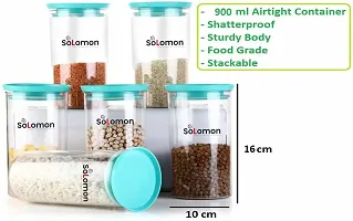 SOLOMON ? XLLENT Premium Series New Unbreakable Sturdy Airtight Container Transparent Plastic Jar 900 ML (Pack of 4, Blue)-thumb3