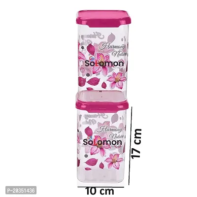SOLOMON? Airtight Plastic Flower Container Set for Kitchen Storage | Unbreakable  Air-Tight Design | Plastic Grocery Container-1100ML (Pink Pack of 4)-thumb2