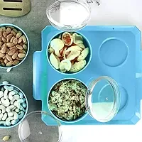 Solomon? Serving Tray with 4Pcs Air Tight Bowl Set for Dry Fruits Mukhavas Chocolates Sweets Snacks Storage Bowl (Blue)-thumb4