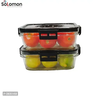 Solomon? Time keeping container on Top Lid Breathable Valve Sealed container, Airtight Food Container, Plastic Grocery Container -2100 ML (Pack of 6, Black) (Black 700ml Pack of 2)-thumb2