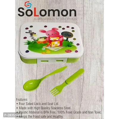 Solomon ? Leak-Proof 800 ml Cartoon Plastic Lunch Box, for Adults School Kids 1 Containers Lunch Box (800 ml)-thumb3