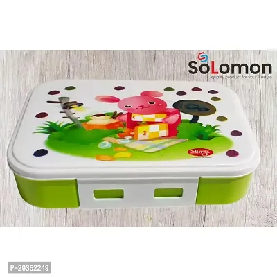 Solomon ? Leak-Proof 800 ml Cartoon Plastic Lunch Box, for Adults School Kids 1 Containers Lunch Box (800 ml)-thumb5
