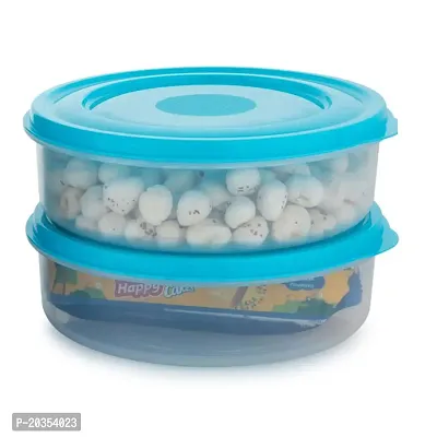 Solomon ? Round Modular Plastic khakhra box, Airtight containers, Plastic Grocery Container - 1500 ml (Pack of 2, Sky blue)-thumb0