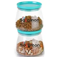 Solomon ? Unbreakable Sturdy Airtight Transparent Jar, Matuki Shape Air Tight Kitchen Storage Container 800 ml Plastic Grocery Container-thumb1