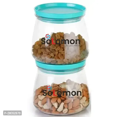 Solomon ? Unbreakable Sturdy Airtight Transparent Jar, Matuki Shape Air Tight Kitchen Storage Container 800 ml Plastic Grocery Container-thumb2