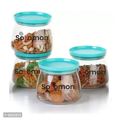 Solomon ? Unbreakable Sturdy Airtight Transparent Jar, Matuki Shape Air Tight Kitchen Storage Container 800 ml Plastic Grocery Container-thumb0