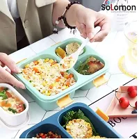 Solomon? Tokyo Lunch Box 3 Compartment Plastic Lunch Box, Tiffin Box for Boys, Girls, School  Office Men (1000 ML) (1000 ML, Green)-thumb4