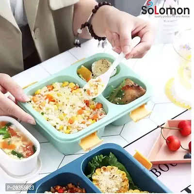 Solomon? Tokyo Lunch Box 3 Compartment Plastic Lunch Box, Tiffin Box for Boys, Girls, School  Office Men (1000 ML) (1000 ML, Green)-thumb5