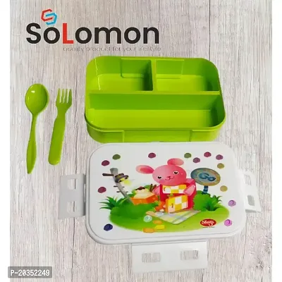 Solomon ? Leak-Proof 800 ml Cartoon Plastic Lunch Box, for Adults School Kids 1 Containers Lunch Box (800 ml)-thumb2