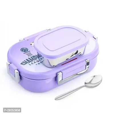 Solomon? Steelo Plus Stainless Steel Lunch Box 2 Containers with Perfect Size Meal Lunch Box Set for School and Travelling Tiffin Box (1000 ML) (Purple)