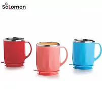 Solomon ? Premium Quality Stylo Leakproof Tea-Coffee Cup Plastic, Stainless Steel Coffee Mug (350 ml)-thumb2