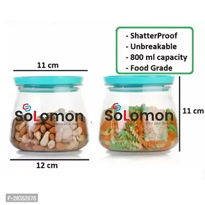 Solomon ? Unbreakable Sturdy Airtight Transparent Jar, Matuki Shape Air Tight Kitchen Storage Container 800 ml Plastic Grocery Container-thumb3