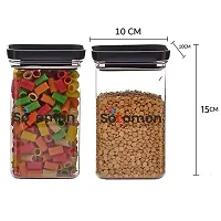 SOLOMON? Plastic Easy Flow Cereal Dispenser Storage| Airtight Lid Unbreakable kitchen storage|Grocery container |Push Up Container| Plastic Container -1100ML (Black Pack of 4)-thumb3