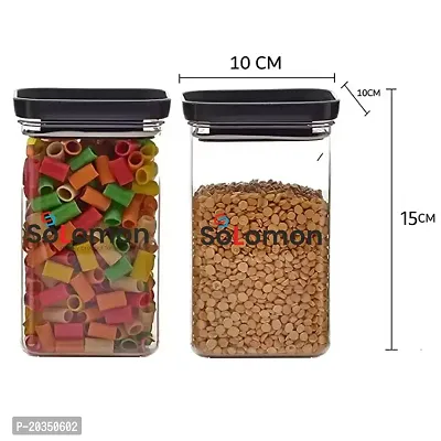 SOLOMON? Plastic Easy Flow Cereal Dispenser Storage| Airtight Lid Unbreakable kitchen storage|Grocery container |Push Up Container| Plastic Container -1100ML (Black Pack of 4)-thumb4