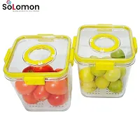 Solomon? Time keeping container on Top Lid Breathable Valve Sealed container, Airtight Food Container, Plastic Grocery Container - (Yellow 2100ml Pack Of 2)-thumb3