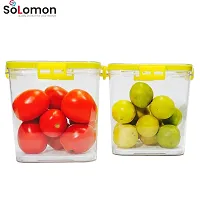 Solomon? Time keeping container on Top Lid Breathable Valve Sealed container, Airtight Food Container, Plastic Grocery Container - (Yellow 2100ml Pack Of 2)-thumb1