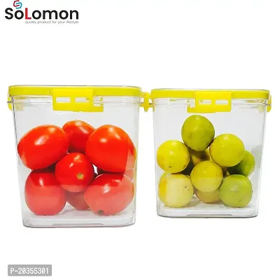 Solomon? Time keeping container on Top Lid Breathable Valve Sealed container, Airtight Food Container, Plastic Grocery Container - (Yellow 2100ml Pack Of 2)-thumb2