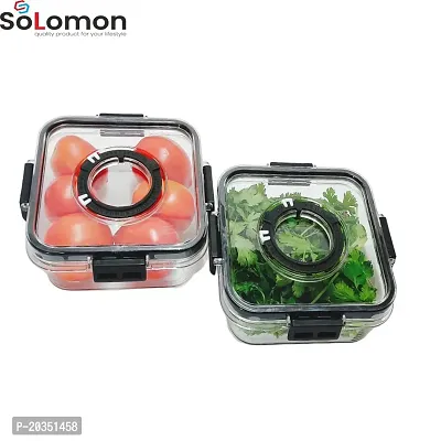 Solomon? Time keeping container on Top Lid Breathable Valve Sealed container, Airtight Food Container, Plastic Grocery Container -2100 ML (Pack of 6, Black) (Black 700ml Pack of 2)-thumb4