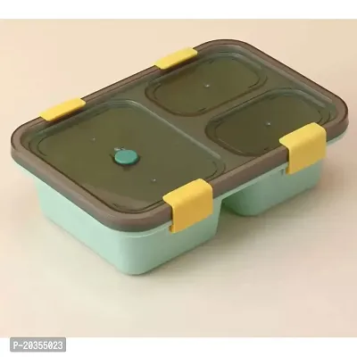 Solomon? Tokyo Lunch Box 3 Compartment Plastic Lunch Box, Tiffin Box for Boys, Girls, School  Office Men (1000 ML) (1000 ML, Green)-thumb3