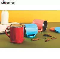 Solomon ? Premium Quality Stylo Leakproof Tea-Coffee Cup Plastic, Stainless Steel Coffee Mug (350 ml)-thumb1