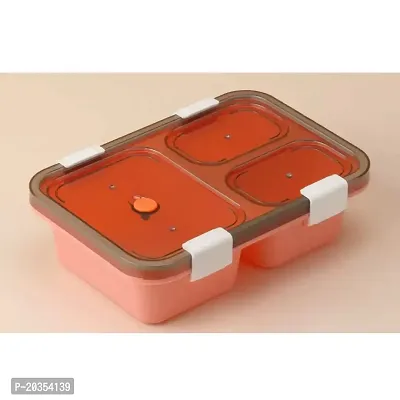 Solomon? Tokyo Lunch Box 3 Compartment Plastic Lunch Box, Tiffin Box for Boys, Girls, School  Office Men (1000 ML) (1000 ML, Pink)-thumb0