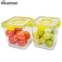 Solomon? Time keeping container on Top Lid Breathable Valve Sealed container, Airtight Food Container, Plastic Grocery Container - (Yellow 2100ml Pack Of 2)-thumb2