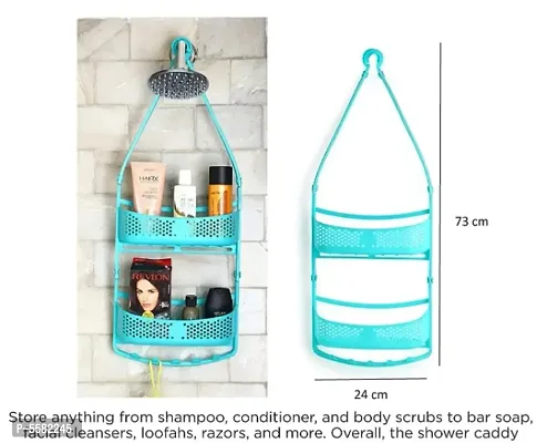 2 Layer Bathroom Shower Shelve Hanging Shower Caddy Rack For Shampoo | Conditioner | Soap | Body Wash | Plastic Wall Shelf | Shelve Plastic Wall Shelf Plastic Wall Shelf-thumb3