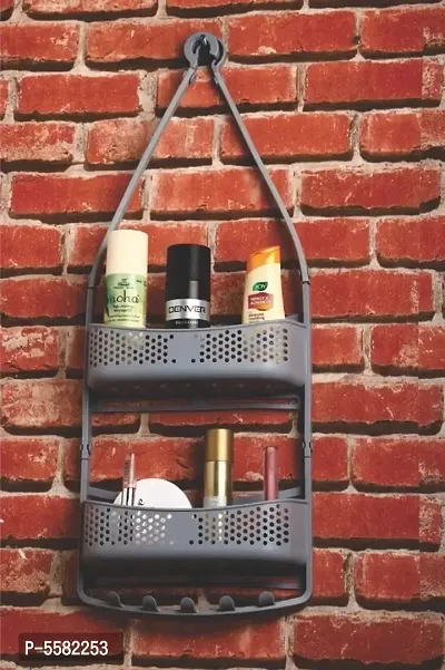 2 Layer Bathroom Shower Shelve Hanging Shower Caddy Rack For Shampoo | Conditioner | Soap | Body Wash | Plastic Wall Shelf | Shelve Plastic Wall Shelf Plastic Wall Shelf-thumb0