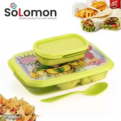 Solomon trade; Premium Quality Airtight Push Lock Plastic Tiffin Lunch Box Set 2 Compartment |Tiffin BOX for Travelling School Kids  Office Exclusive Standard Portable Classic Look MICROSAFE 2 Containers