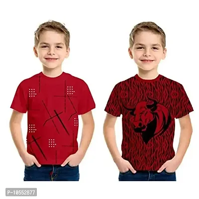 Luke and Lilly Boys Cotton Half Sleeve Tshirt - Pack of 2 Red-thumb0