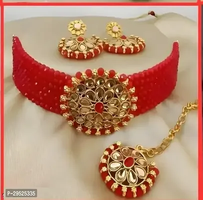 Stylish Red Alloy Agate Jewellery Set For Women-thumb0