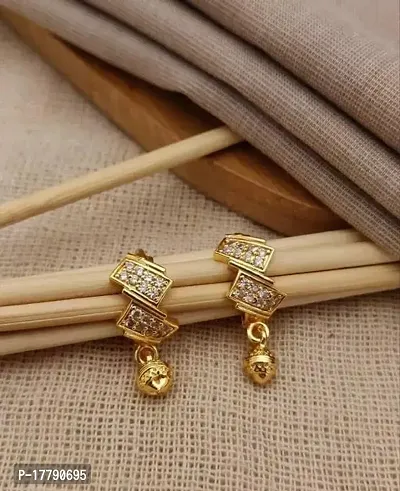 Golden Alloy Drop Earrings For Women