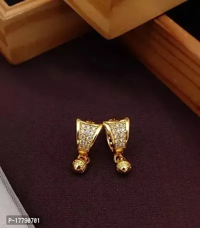 Golden Alloy Drop Earrings For Women